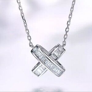 🎀 X Shape Link Chain Factory Price Zircon Delicate Fashion Necklace, EVGG1098